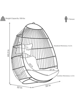 Budget 🥰 Black Polyethylene Wicker Hanging Egg Chair with Cushions - Red by Sunnydaze Decor ⭐ -Sunnydaze Decor Shop Belk 1859