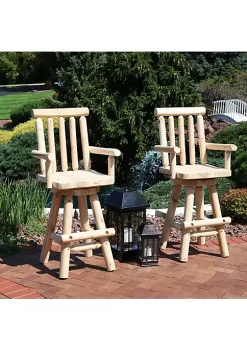 Flash Sale 🔔 Rustic Log Style Unfinished Fir Wood Indoor Bar Stool - Set of 2 by Sunnydaze Decor 🛒