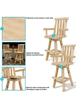 Flash Sale 🔔 Rustic Log Style Unfinished Fir Wood Indoor Bar Stool - Set of 2 by Sunnydaze Decor 🛒 -Sunnydaze Decor Shop Belk 1864