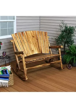 New ⭐ 2-Person Rustic Log Cabin Fir Wood Rocking Loveseat Chair by Sunnydaze Decor ✔️ 11 New ⭐ 2-Person Rustic Log Cabin Fir Wood Rocking Loveseat Chair by Sunnydaze Decor ✔️ -Sunnydaze Decor Shop Belk 1871