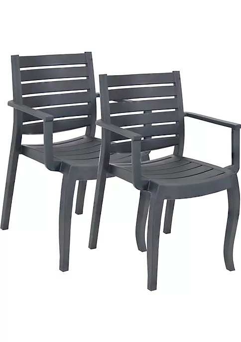 Best deal ๐คฉ Illias Plastic Stackable Patio Armchair - Gray - Set of 2 by Sunnydaze Decor ๐ 4 Best deal ๐คฉ Illias Plastic Stackable Patio Armchair - Gray - Set of 2 by Sunnydaze Decor ๐ - Image 2