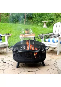 Best reviews of ✔️ 30 in All Star Steel Fire Pit with Cooking Grate and Spark Screen by Sunnydaze Decor 😍