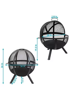 Discount 🌟 30 in Flaming Ball Steel Fire Pit with Cover, Poker, and Grate by Sunnydaze Decor 😍 -Sunnydaze Decor Shop Belk 1894