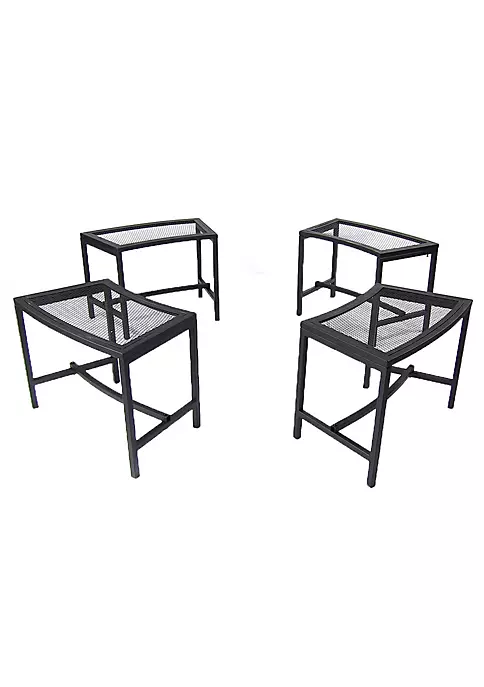 Deals 🎁 Mesh Metal Patio Curved Fire Pit Bench - Black - Set of 4 by Sunnydaze Decor 🔥 4 Deals 🎁 Mesh Metal Patio Curved Fire Pit Bench - Black - Set of 4 by Sunnydaze Decor 🔥 - Image 2