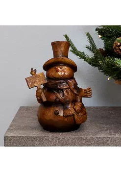 Hot Sale ⭐ Sunnydaze Snowman Holding Joy Sign Indoor 🔔 Christmas Decor Figurine - 10-Inch by Sunnydaze Decor ⌛