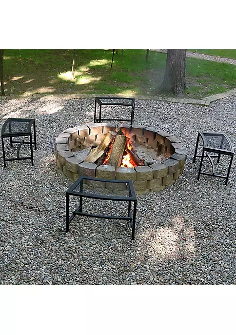 Deals 🎁 Mesh Metal Patio Curved Fire Pit Bench - Black - Set of 4 by Sunnydaze Decor 🔥 7 Deals 🎁 Mesh Metal Patio Curved Fire Pit Bench - Black - Set of 4 by Sunnydaze Decor 🔥 - Image 5