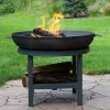 Flash Sale 🌟 30 in Round Cast Iron Fire Pit Bowl with Built-In Log Rack by Sunnydaze Decor 😍 -Sunnydaze Decor Shop Belk 1901