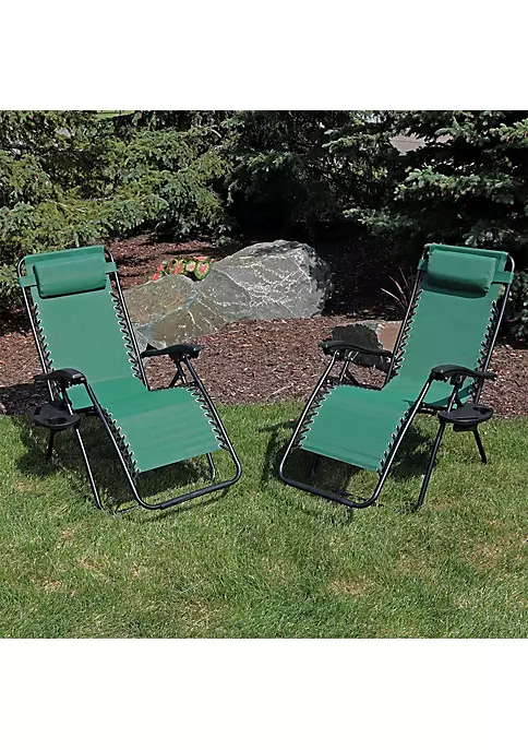 Discount ๐ Sunnydaze Zero Gravity Lounge Chairs & Cup Holder - Set of 2 - Forest Green by Sunnydaze Decor ๐ 6 Discount ๐ Sunnydaze Zero Gravity Lounge Chairs & Cup Holder - Set of 2 - Forest Green by Sunnydaze Decor ๐ - Image 4