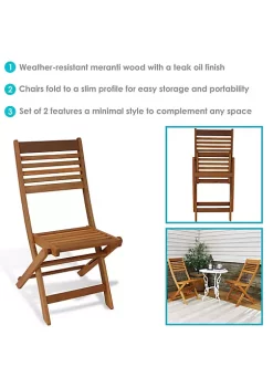 Best Sale ⌛ Meranti Wood Folding Patio Dining Chair - Set of 2 by Sunnydaze Decor 🛒 -Sunnydaze Decor Shop Belk 1914