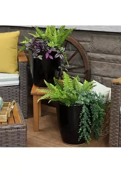 Promo 😀 Captivating Vista Ceramic Planter - 11.5" - Obsidian - Set of 2 by Sunnydaze Decor 😍