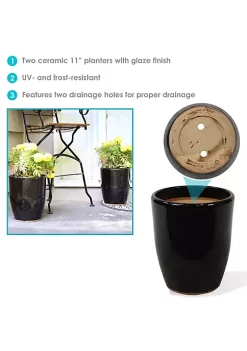 Promo 😀 Captivating Vista Ceramic Planter - 11.5" - Obsidian - Set of 2 by Sunnydaze Decor 😍 11 Promo 😀 Captivating Vista Ceramic Planter - 11.5" - Obsidian - Set of 2 by Sunnydaze Decor 😍 -Sunnydaze Decor Shop Belk 1931