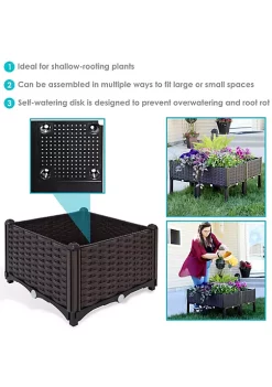 Discount 🧨 Polypropylene Wicker Self-Watering Raised Bed - Brown - Set of 4 by Sunnydaze Decor 👍 -Sunnydaze Decor Shop Belk 1953
