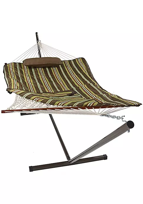Discount ⌛ 2-Person Rope Hammock with Steel Stand and Pad/Pillow - Desert by Sunnydaze Decor 🔥 4 Discount ⌛ 2-Person Rope Hammock with Steel Stand and Pad/Pillow - Desert by Sunnydaze Decor 🔥 - Image 2