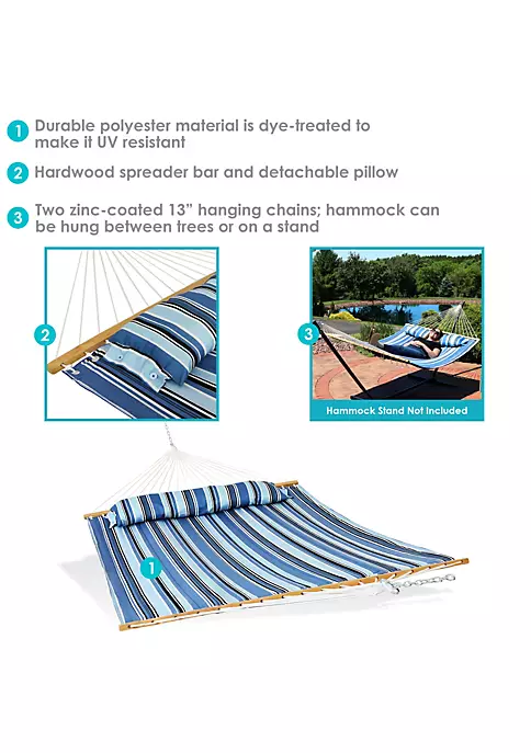 Cheap โญ Large Quilted Hammock with Spreader Bar and Pillow - Misty Beach by Sunnydaze Decor ๐ฅ 6 Cheap โญ Large Quilted Hammock with Spreader Bar and Pillow - Misty Beach by Sunnydaze Decor ๐ฅ - Image 4