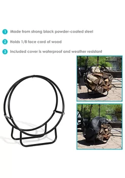 Best reviews of ⭐ 24 in Powder-Coated Steel Firewood Log Hoop Rack with Black Cover by Sunnydaze Decor 🧨 -Sunnydaze Decor Shop Belk 2076