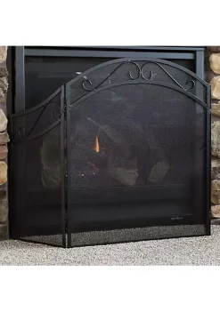 Discount ๐งจ 50 in Elegant Scroll Steel 3-Panel Fireplace Screen - Black by Sunnydaze Decor ๐