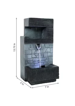 Flash Sale 👏 Modern Tiered Brick Polyresin Indoor Fountain with LED - 13 in by Sunnydaze Decor 🎁 -Sunnydaze Decor Shop Belk 2101