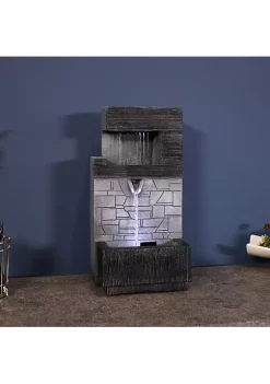 Flash Sale 👏 Modern Tiered Brick Polyresin Indoor Fountain with LED - 13 in by Sunnydaze Decor 🎁 -Sunnydaze Decor Shop Belk 2102