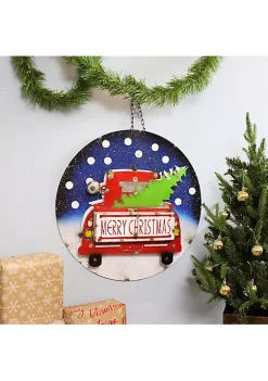 Deals ๐ Indoor/Outdoor Metal Merry ๐ Christmas Truck Hanging Sign - 22.75in by Sunnydaze Decor ๐