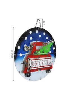 Deals 👍 Indoor/Outdoor Metal Merry 🎄 Christmas Truck Hanging Sign - 22.75in by Sunnydaze Decor 🎉 -Sunnydaze Decor Shop Belk 2107