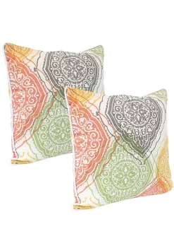 Best Sale ❤️ Indoor/Outdoor Square Throw Pillow - 16 in - Muted Damask Mandala by Sunnydaze Decor ✔️ -Sunnydaze Decor Shop Belk 2122