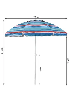 Hot Sale 🤩 Sunnydaze 6-Foot Beach Umbrella with UV Protection and Tilt - Pacific Stripe by Sunnydaze Decor 🧨 -Sunnydaze Decor Shop Belk 2136