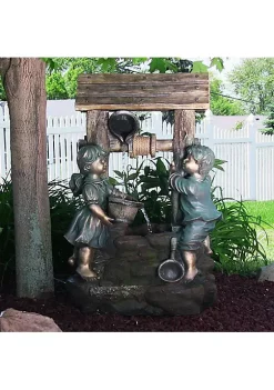 Cheap 🛒 Children at the Well Water Fountain with LED Lights - 39 in by Sunnydaze Decor 🤩