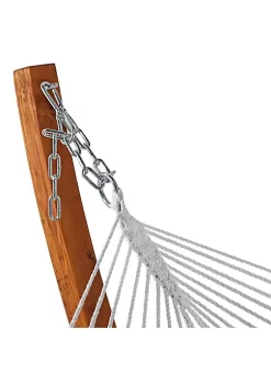 Best deal ✨ 2-Person Quilted Hammock with Curved Wooden Stand - Red Stripe by Sunnydaze Decor 🔔 -Sunnydaze Decor Shop Belk 2170