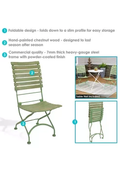 Best Sale ⌛ Sunnydaze Cafe Couleur Folding Chestnut Wooden Folding Chair - Green - Set of 2 by Sunnydaze Decor ✨ -Sunnydaze Decor Shop Belk 2176