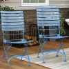 Promo 🤩 Sunnydaze Cafe Couleur Folding Chestnut Wooden Folding Chair - Blue - Set of 2 by Sunnydaze Decor 😀
