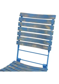 Promo 🤩 Sunnydaze Cafe Couleur Folding Chestnut Wooden Folding Chair - Blue - Set of 2 by Sunnydaze Decor 😀 -Sunnydaze Decor Shop Belk 2181