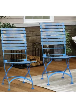 Promo 🤩 Sunnydaze Cafe Couleur Folding Chestnut Wooden Folding Chair - Blue - Set of 2 by Sunnydaze Decor 😀 -Sunnydaze Decor Shop Belk 2184