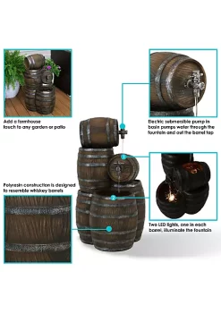 Best deal 😀 Stacked Rustic Barrel Water Fountain with LED Lights - 29 in by Sunnydaze Decor 🔔 -Sunnydaze Decor Shop Belk 2188