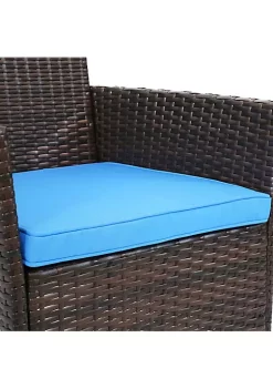 Discount 🎁 Dunmore Rattan 4-Piece Patio Furniture Set - Brown and Blue by Sunnydaze Decor 🔥 -Sunnydaze Decor Shop Belk 2199