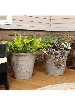 Wholesale 🌟 20 in Arabella Dual-Wall Polyresin Planter - Beige - Set of 4 by Sunnydaze Decor ⌛ -Sunnydaze Decor Shop Belk 2231