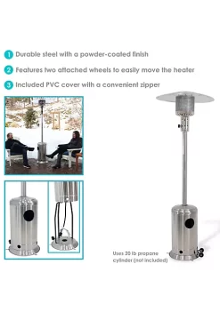 Flash Sale 🛒 Outdoor Patio Heater with Wheels and Cover - 7-Foot - Stainless Steel by Sunnydaze Decor ✔️ -Sunnydaze Decor Shop Belk 2234
