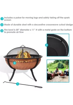 Best deal 😉 Sunnydaze Steel Fire Pit Bowl with Copper Finish and Crossweave Border Cutout by Sunnydaze Decor ⌛ -Sunnydaze Decor Shop Belk 2240