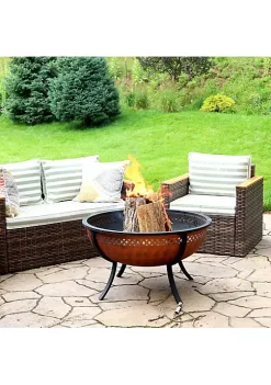Best deal 😉 Sunnydaze Steel Fire Pit Bowl with Copper Finish and Crossweave Border Cutout by Sunnydaze Decor ⌛ -Sunnydaze Decor Shop Belk 2242