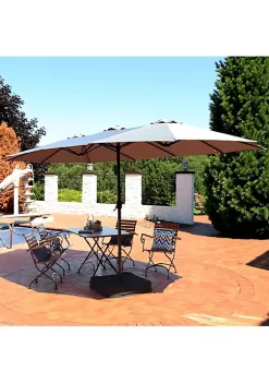Top 10 🔥 15 ft Steel Double-Sided Patio Umbrella with Sandbag Base - Gray by Sunnydaze Decor 🛒