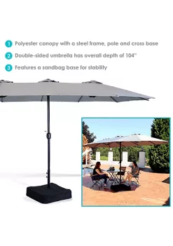 Top 10 🔥 15 ft Steel Double-Sided Patio Umbrella with Sandbag Base - Gray by Sunnydaze Decor 🛒 -Sunnydaze Decor Shop Belk 2246