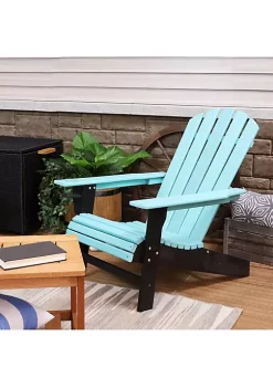 Best Sale ❤️ All-Weather Turquoise/Black Outdoor Adirondack Chair with Drink Holder by Sunnydaze Decor 🔥