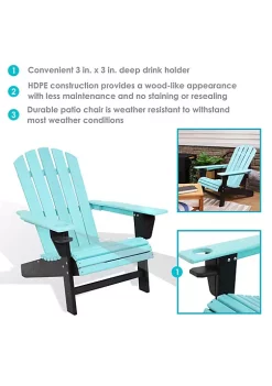 Best Sale ❤️ All-Weather Turquoise/Black Outdoor Adirondack Chair with Drink Holder by Sunnydaze Decor 🔥 -Sunnydaze Decor Shop Belk 2257