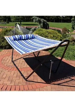 New 🛒 Large Quilted Hammock with Universal Steel Stand - Catalina Beach by Sunnydaze Decor 😀