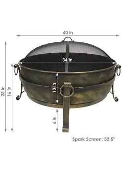 Cheapest 😍 34 in Cauldron Steel Fire Pit with Spark Screen, Poker, and Grate by Sunnydaze Decor 🛒 -Sunnydaze Decor Shop Belk 2287