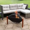 Coupon 🥰 31 in Triangle Steel Fire Pit Table with Grate, Poker, and Screen by Sunnydaze Decor 🎉 -Sunnydaze Decor Shop Belk 2289