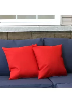 Hot Sale ✔️ Outdoor Square Decorative Throw Pillow -15 in - Red - Set of 2 by Sunnydaze Decor 🛒