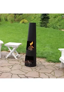 Discount 🔥 Heavy-Duty Steel Chiminea Fire Pit with Log Storage - 49 in by Sunnydaze Decor ⌛