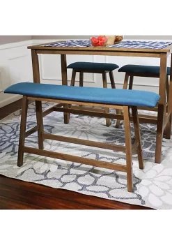 Best Sale 🧨 Wooden Counter-Height Dining Bench with Cushion - Weathered Oak by Sunnydaze Decor 👏