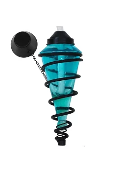 Promo 👍 Swirled Metal/Glass 2-in-1 Outdoor Lawn Torch - Blue - Set of 4 by Sunnydaze Decor 😍 -Sunnydaze Decor Shop Belk 2369