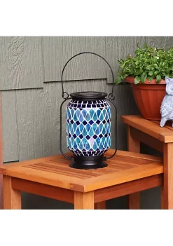 Buy 🌟 Cool Blue Mosaic Glass Outdoor Solar LED Lantern - 8 in by Sunnydaze Decor 💯